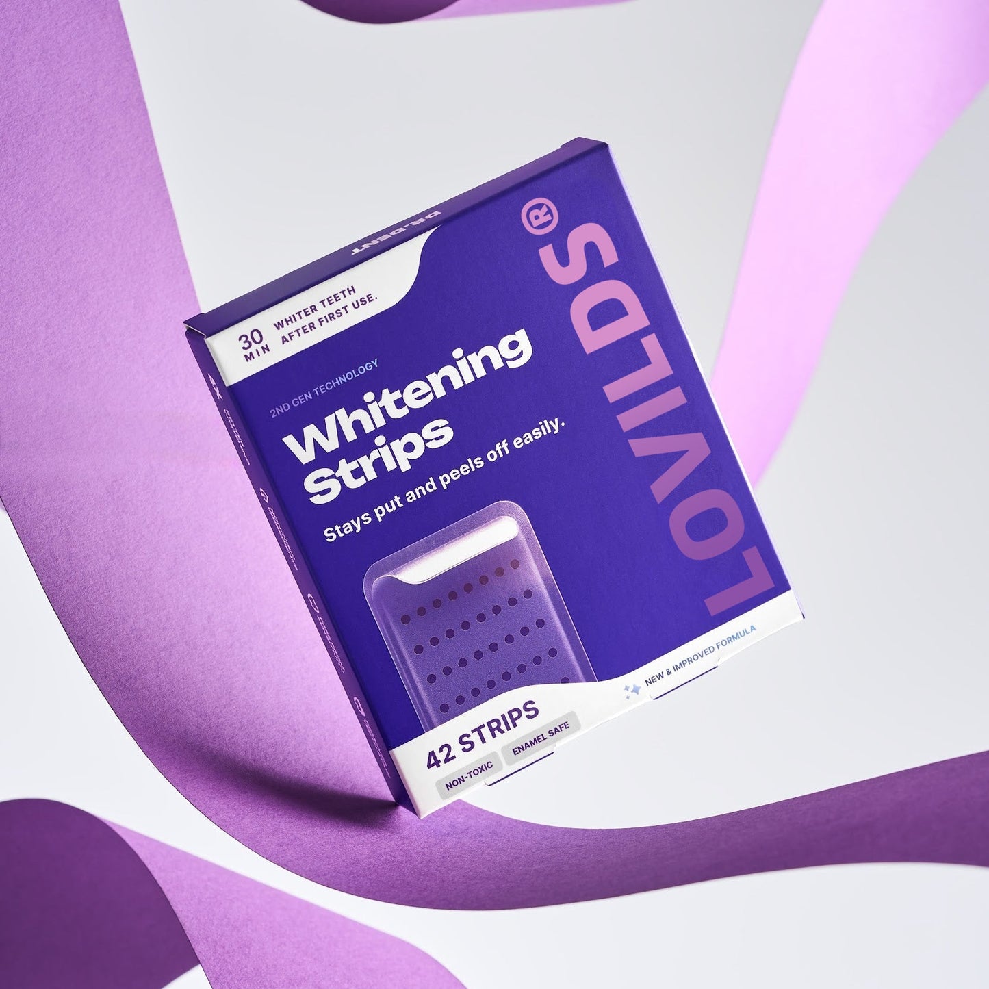 Purple Color-Correcting Strips for a Brighter Smile Instantly